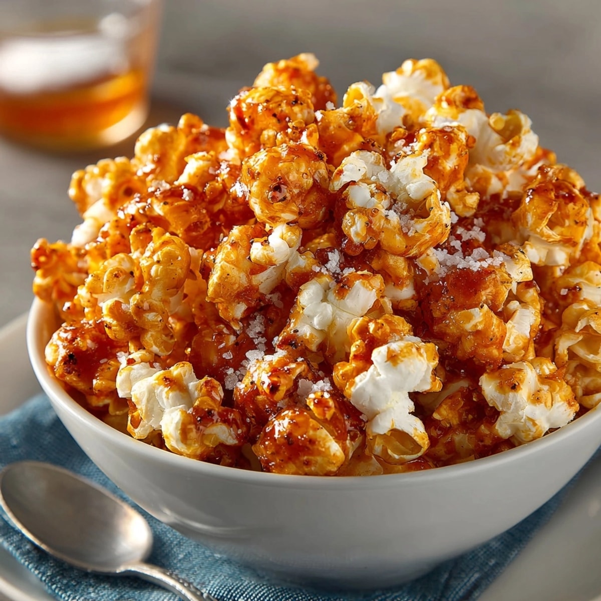 Homemade Spicy Sriracha Popcorn recipe: a satisfyingly crunchy, spicy snack for movie night.