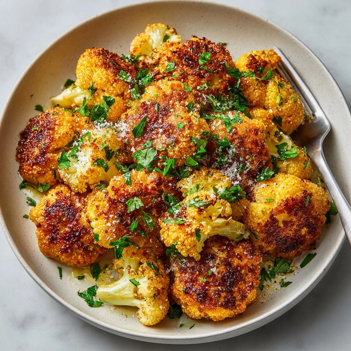 Golden Crispy Chickpea and Cauliflower Bites fresh from the oven, ready for dipping.