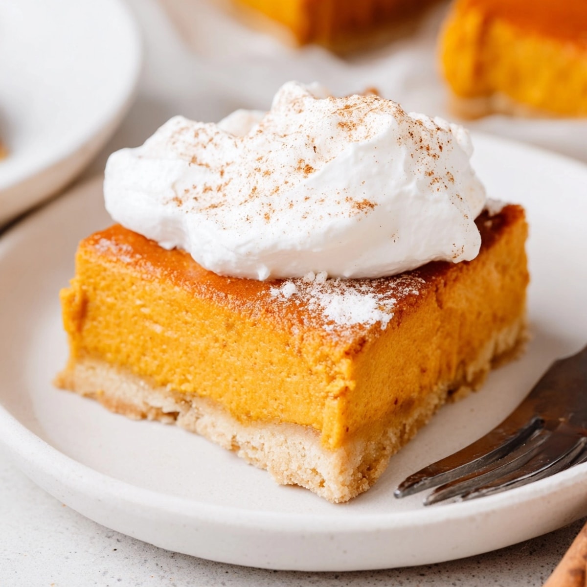 Golden-brown Pumpkin Pie Bars cooling in a pan - a perfect autumn treat.