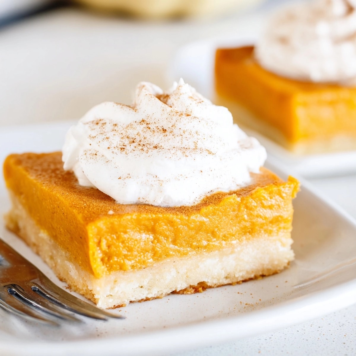Buttery shortbread crust topped with luscious pumpkin filling: homemade Pumpkin Pie Bars.