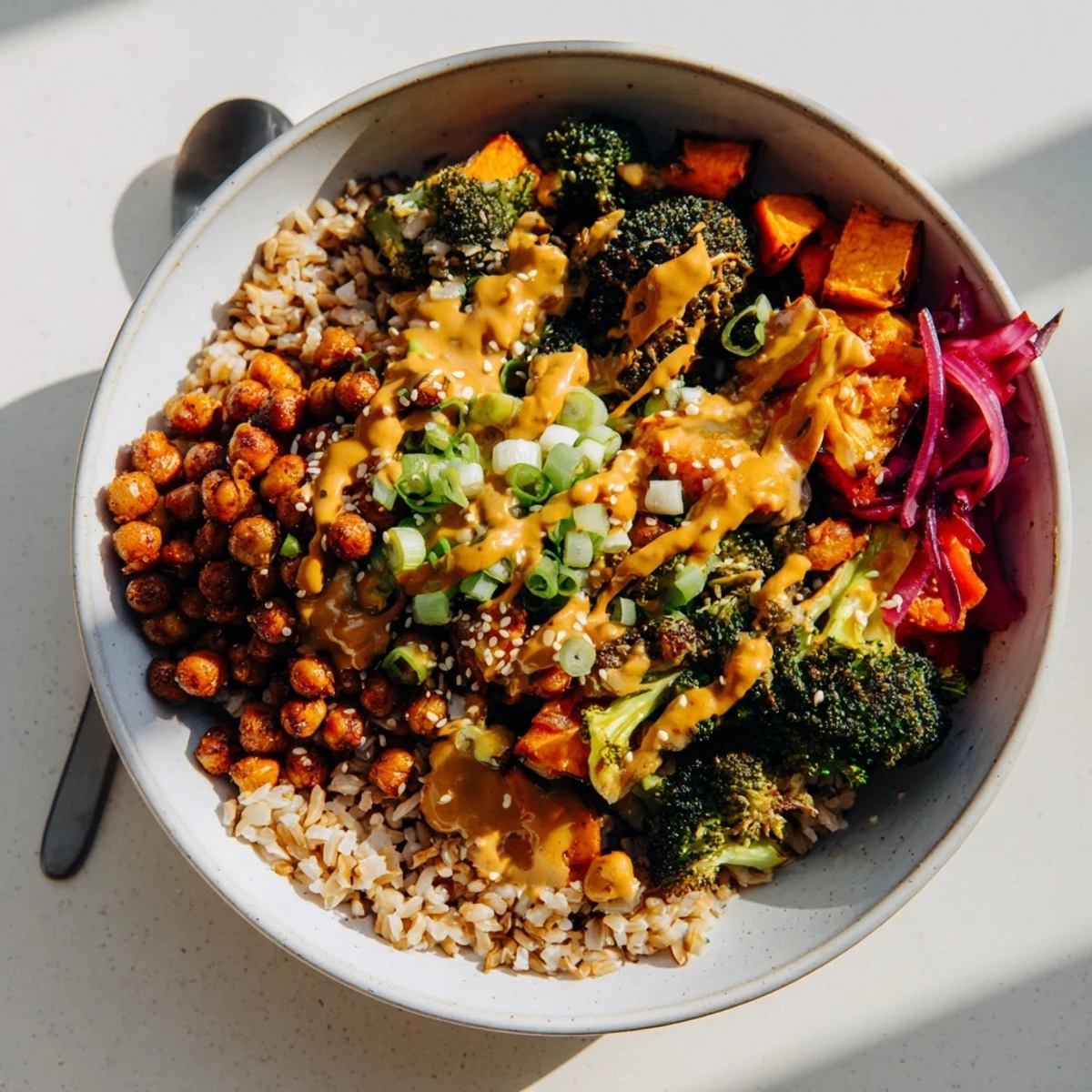 Customizable Bold Sauce Drizzle Bowls featuring miso-butter and gochujang-maple sauces.  