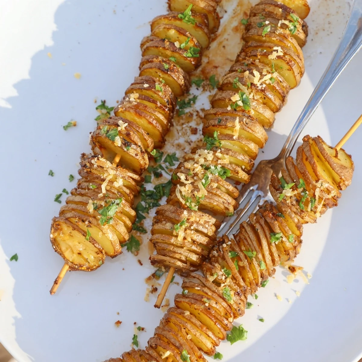 Crispy Air-Fryer Tornado Potatoes skewered and seasoned for a delightful snack experience.  