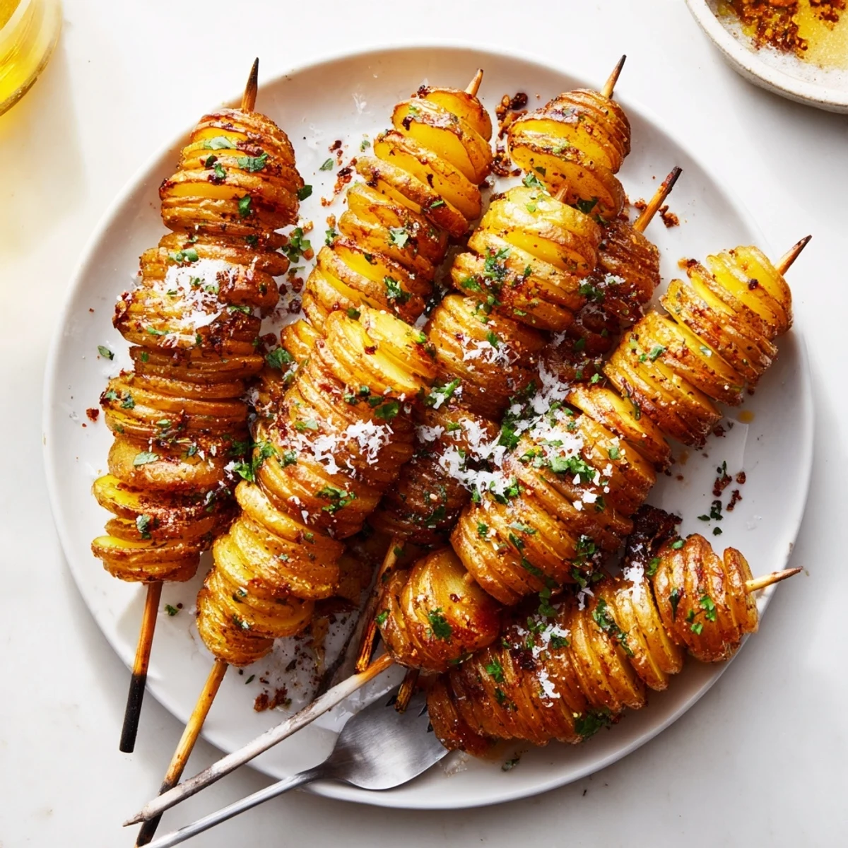 Deliciously crispy Air-Fryer Tornado Potatoes served with aioli for dipping enjoyment.