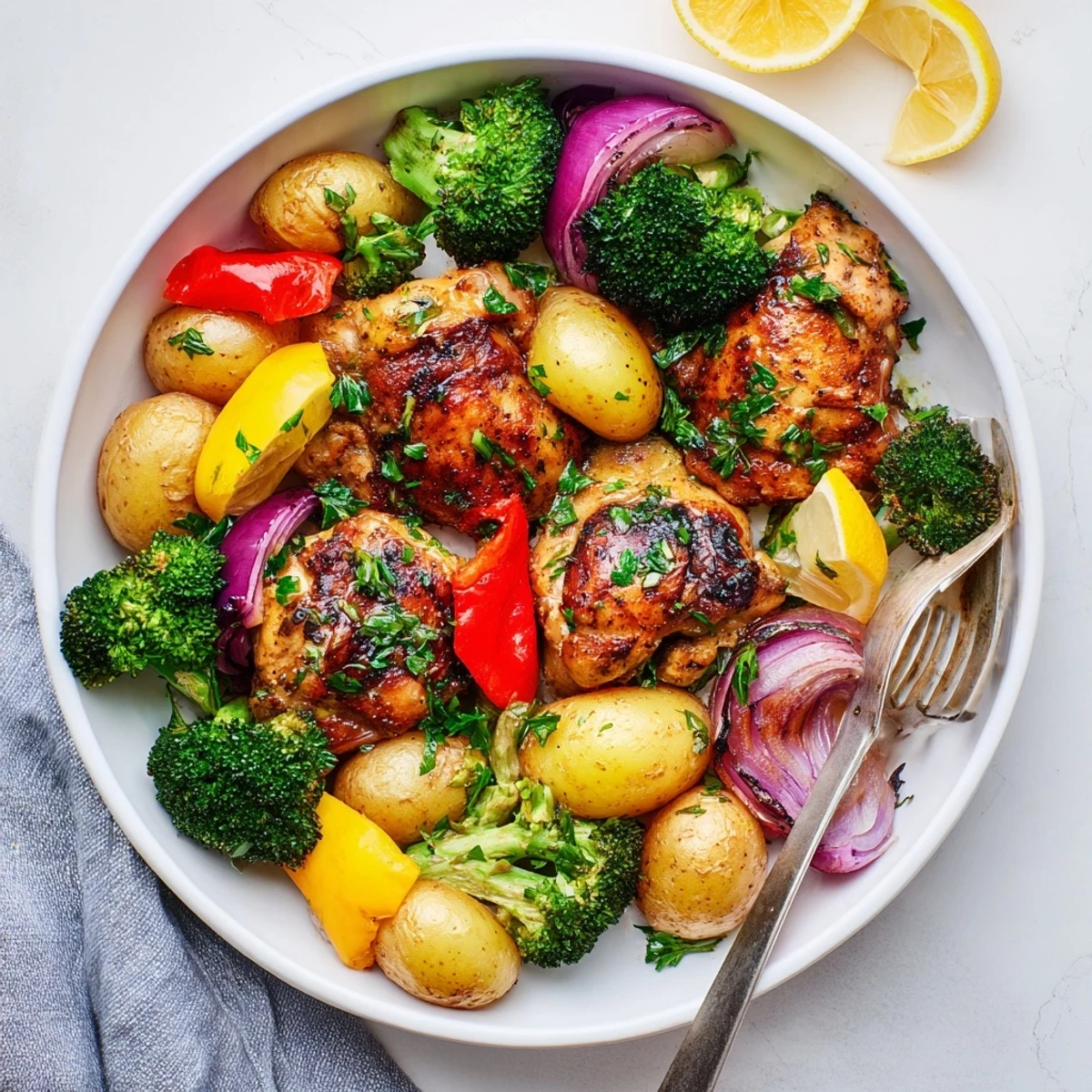 Delicious Lazy Gourmet Chicken & Vegetable One-Pot dish with vibrant colors and tender textures.