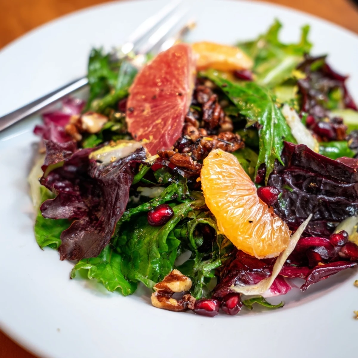 This refreshing Winter Greens Salad contains lively citrus and nutty textures, ready to eat now.
