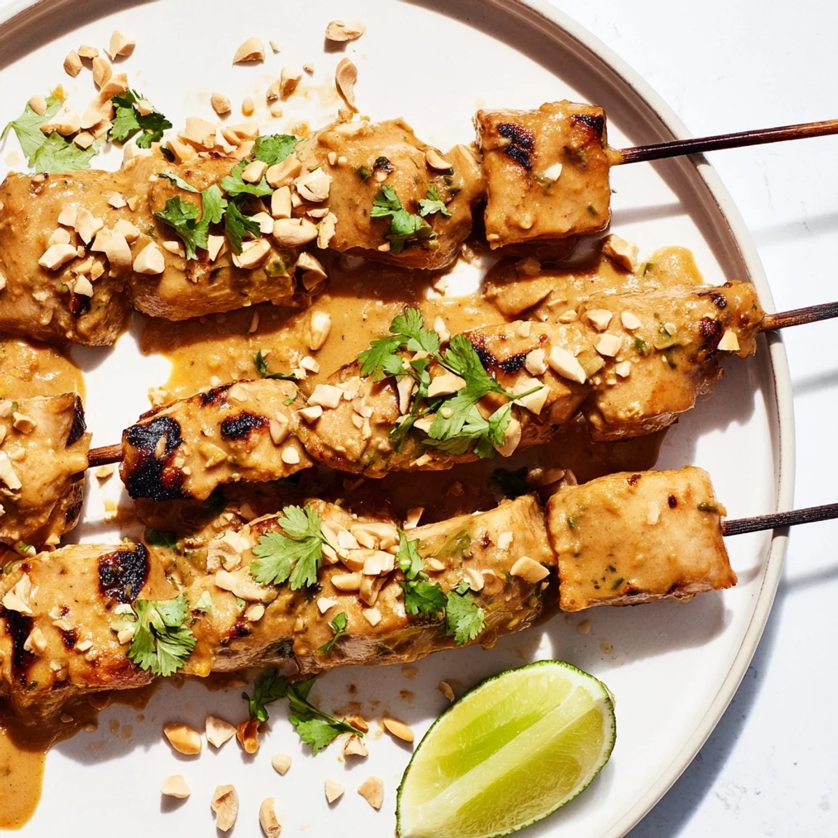 Spicy Peanut Chicken Skewers