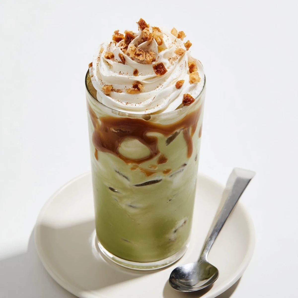 Caramel Brulée Iced Matcha Coffee