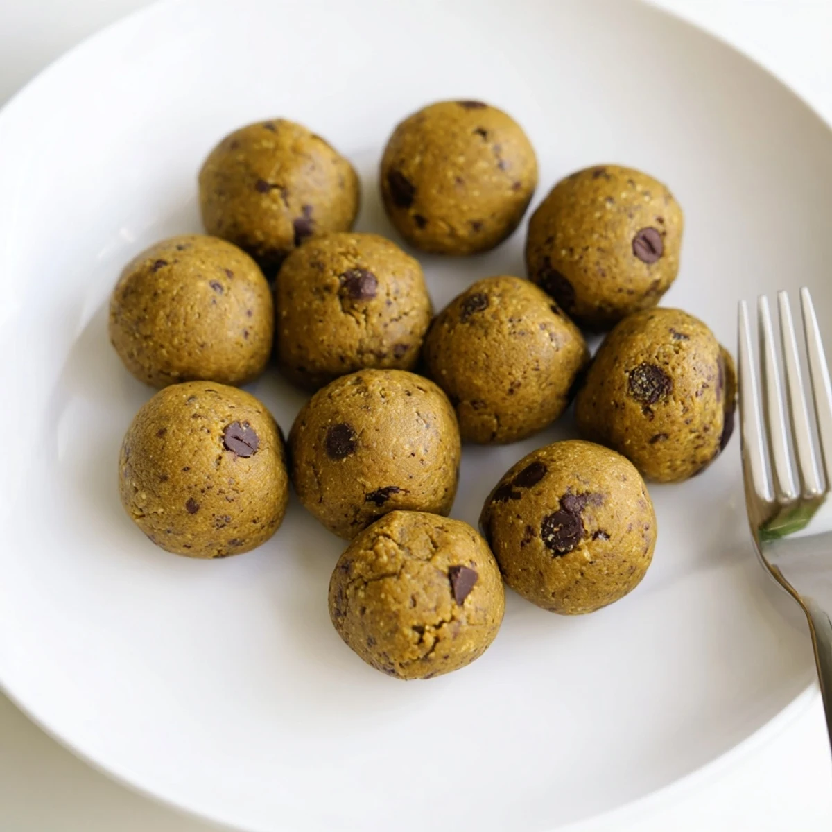 A plate of fresh Matcha Gingerbread Cookie Dough Protein Bites offering a tasty, protein-packed, and gluten-free energy boost.