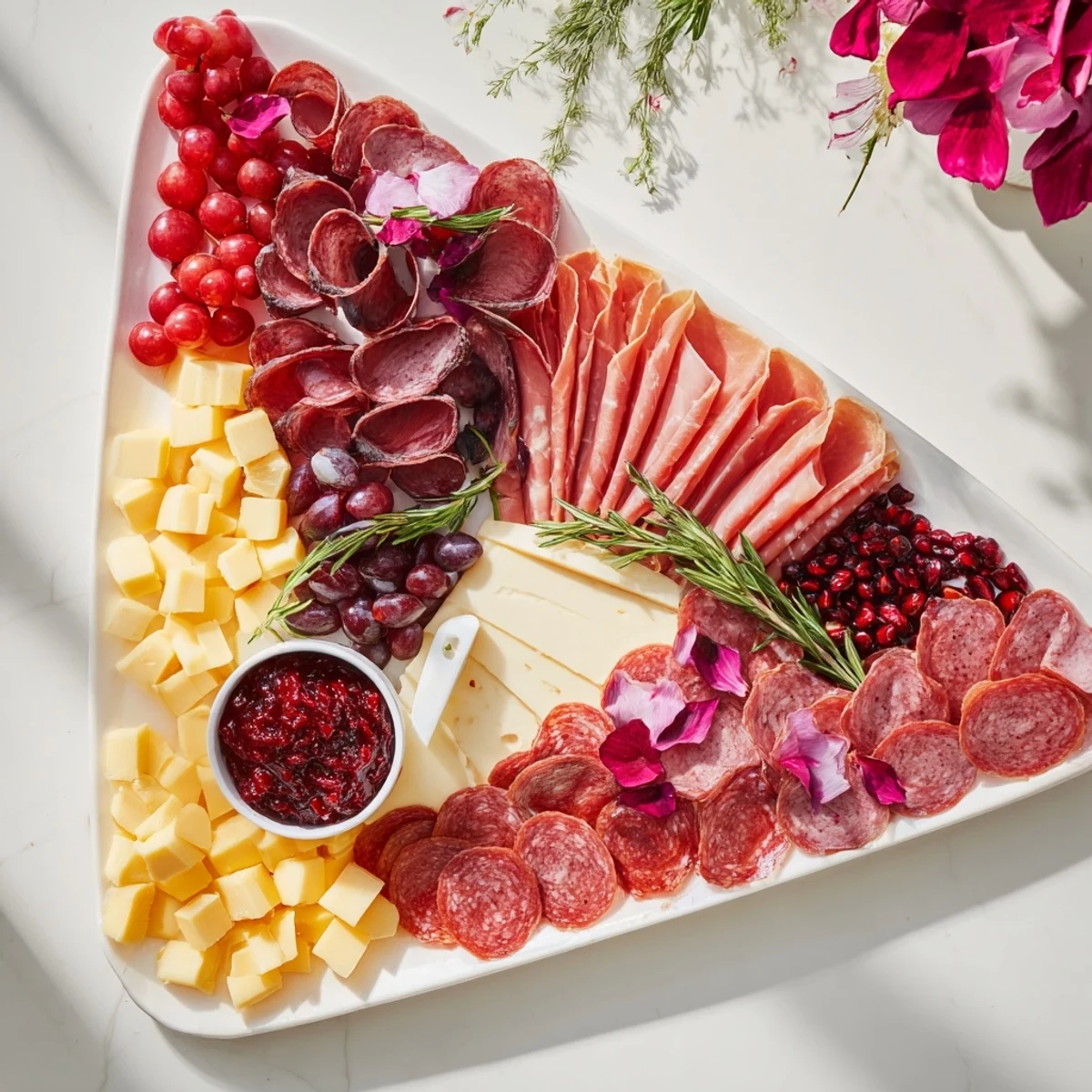 Enjoy The Crimson Crest: A beautiful charcuterie board filled with red wine-infused flavors and textures.
