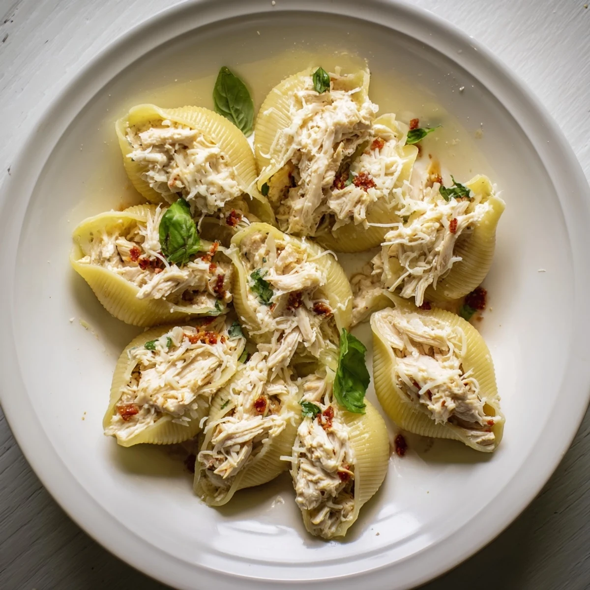 Marry Me Chicken Stuffed Shells, creamy and cheesy, baked until golden brown and bubbling with a rich sauce.