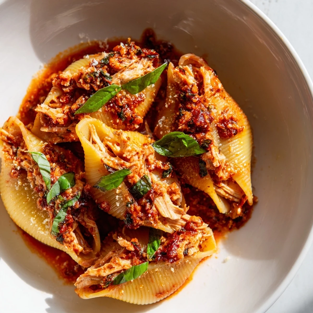 Chicken stuffed creamy shells