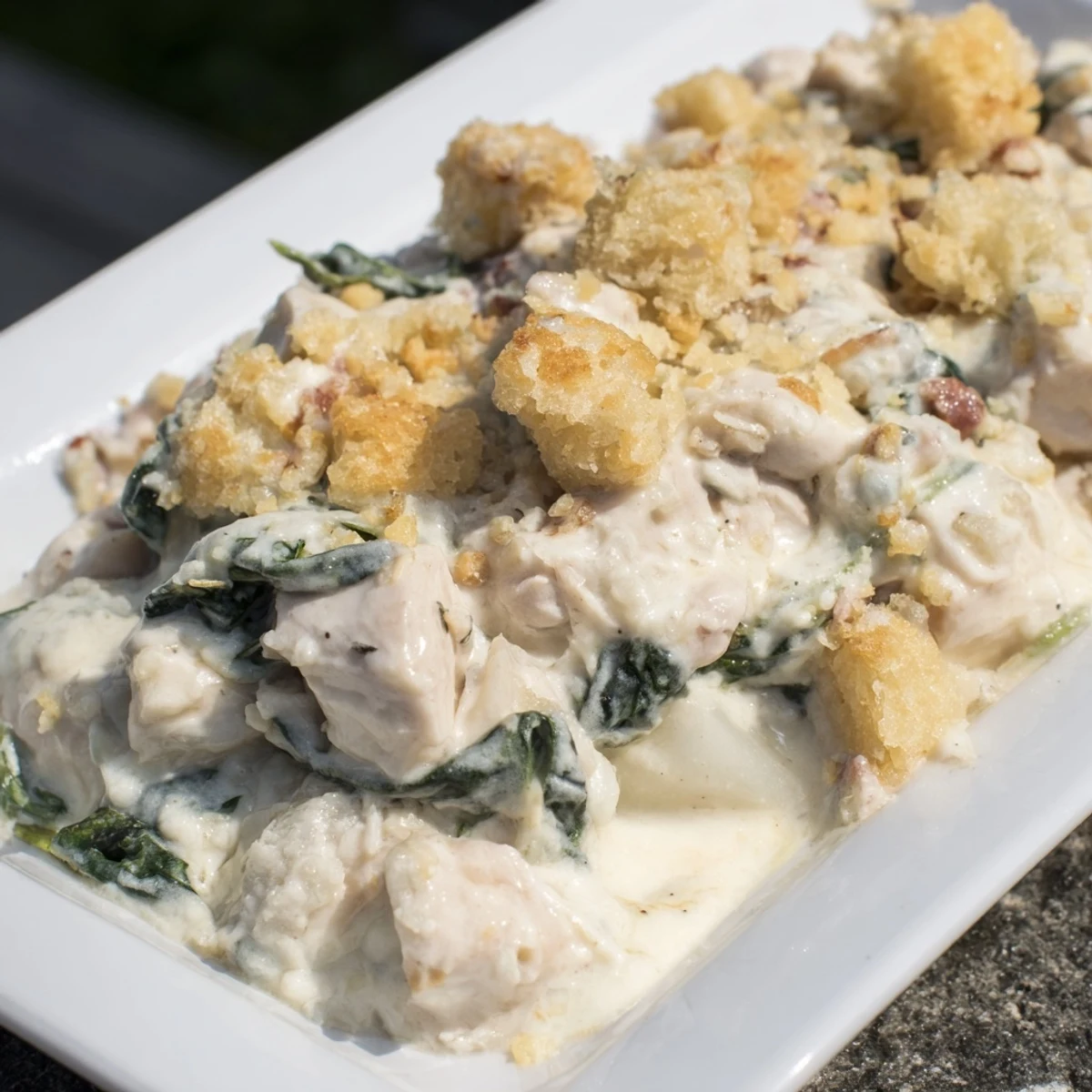 Marry Me Chicken Casserole bubbling golden-brown, crowned with buttery Ritz cracker crumbs, promising a delicious bite.