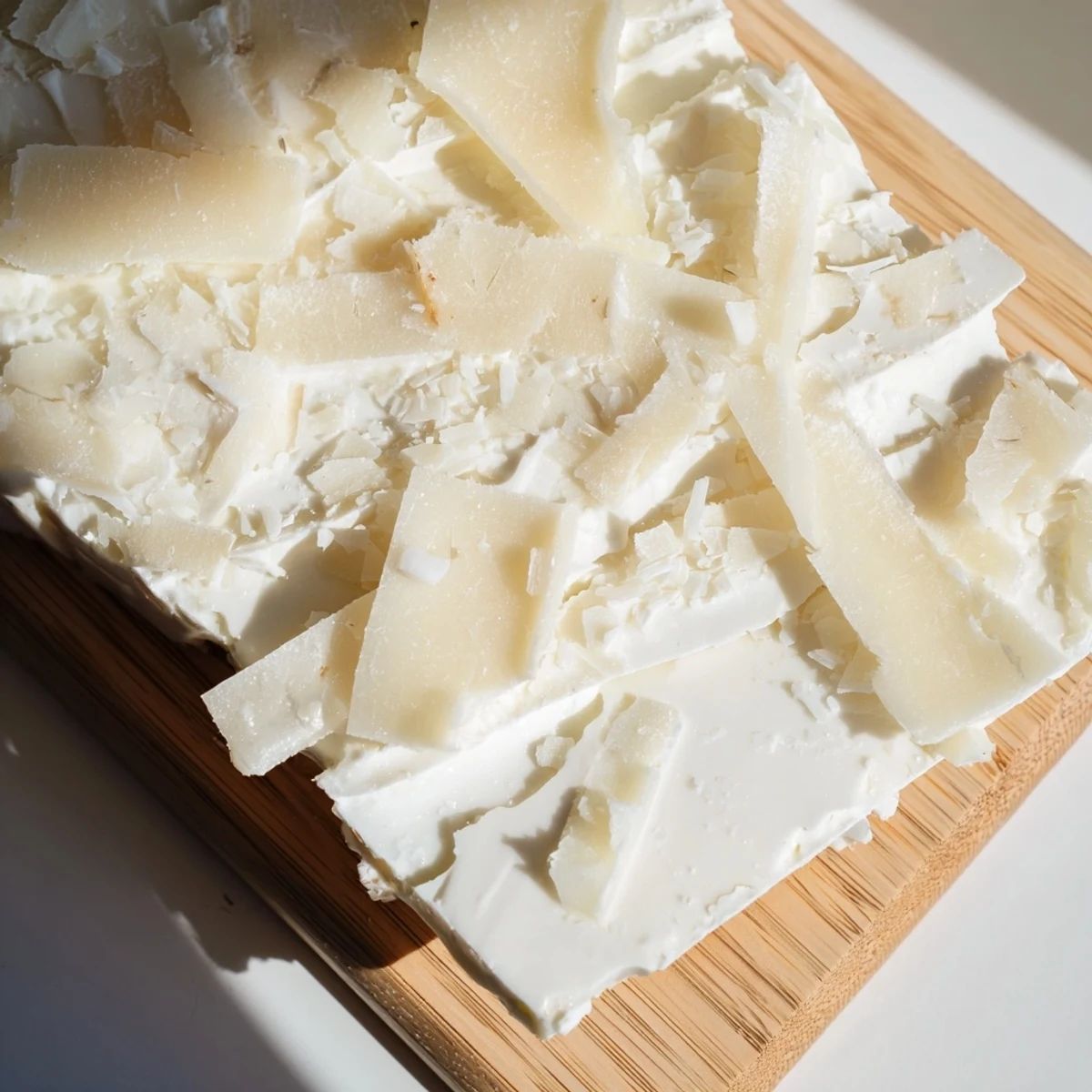 Artfully arranged The Arctic Tundra dessert on wood, a contemporary take on frozen landscapes.