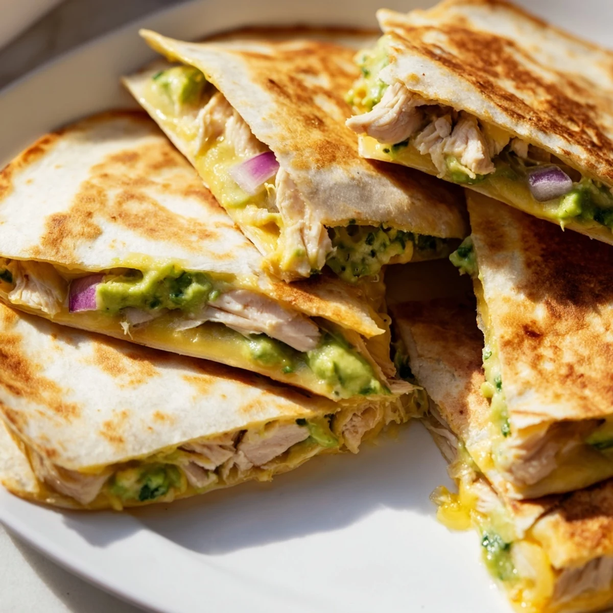 Fresh cilantro and lime brighten the rich flavors of this hot, cheesy quesadilla serving four.