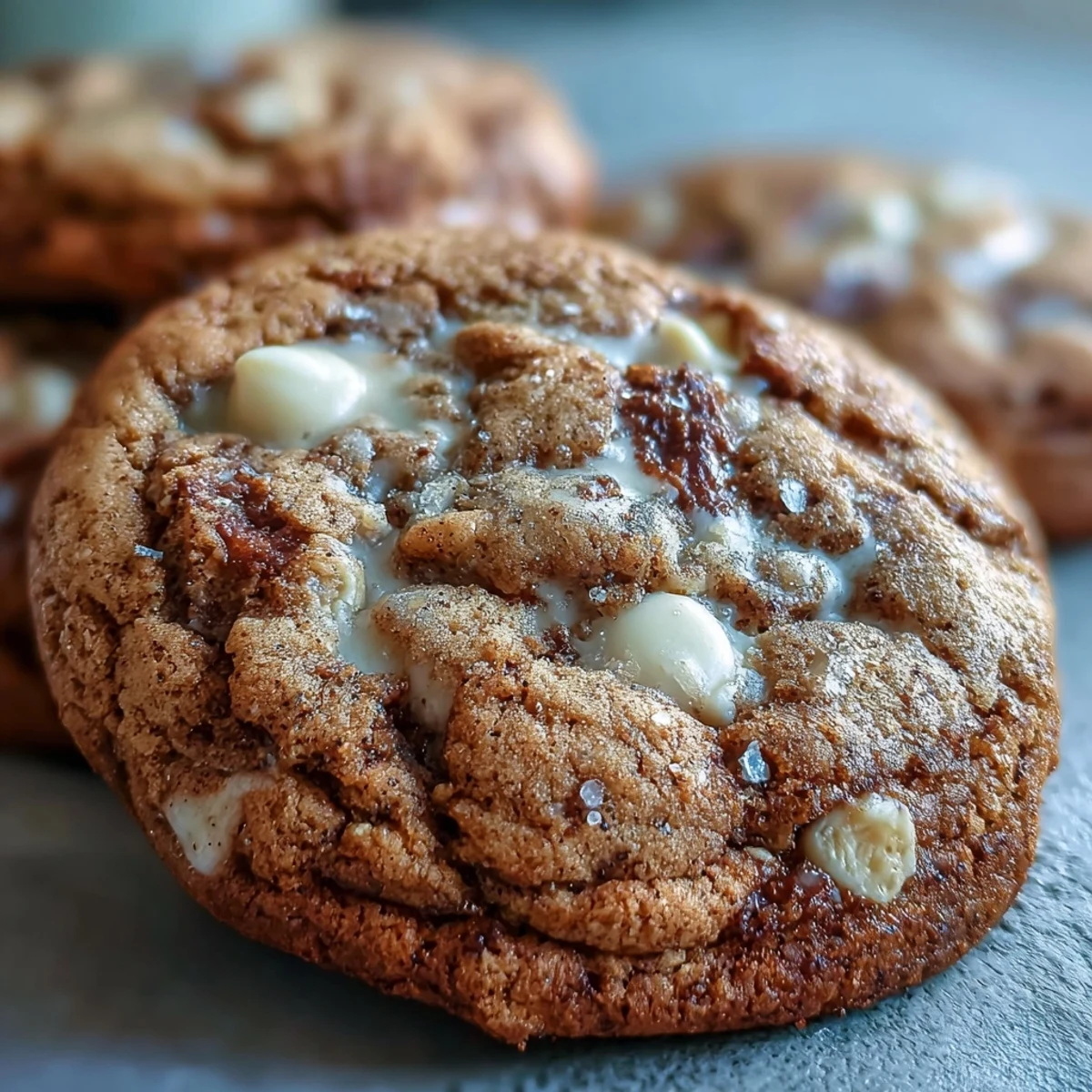 Golden-brown Brown Butter Hojicha & Earl Grey Cookies with crackled tops are arranged on a cooling rack next to a cup of tea.