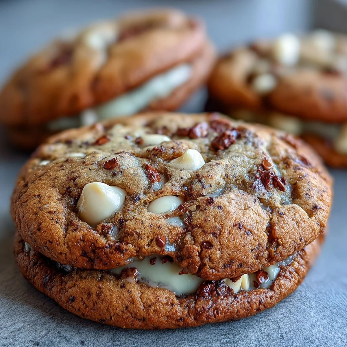 Golden-brown Hojicha White Chocolate Cookies with roasted tea aroma, arranged on a rustic wooden serving board.