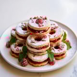 Freshly baked Sweet Raspberry Wreath cookies, dusted with powdered sugar, look festive and delicious.