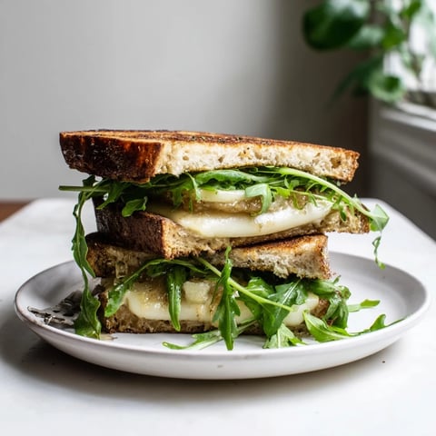 Melting Brie with sweet fig in this fancy grilled cheese oozes between golden sourdough.