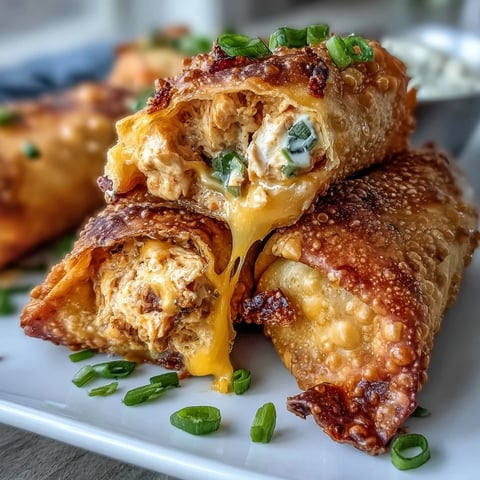 Golden fried egg rolls with Buffalo Chicken Dip filling, gooey cheddar, and green onions, served with ranch for dipping.  