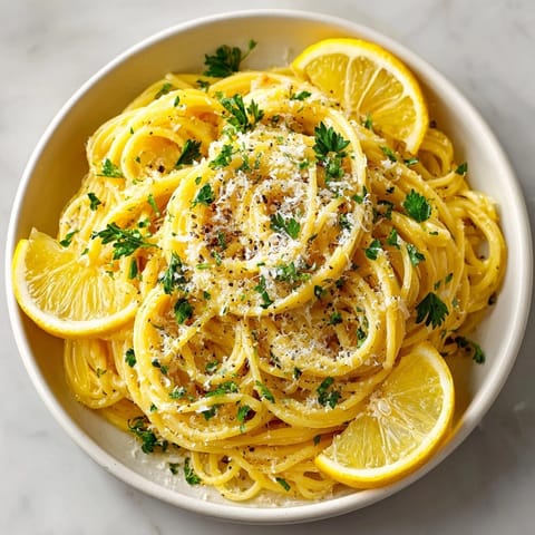 Creamy Lemon Capellini pasta, brightened with parsley and Parmesan, a flavorful family meal.
