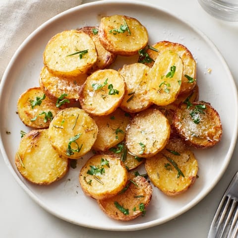 Savory Garlic Rosemary Potato Rounds recipe: a simple side dish with earthy notes.