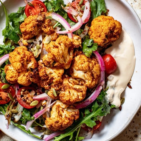 Crispy Cauliflower Tahini Salad