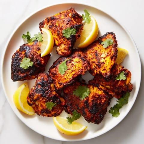 Aromatic, roasted Indian Tikka Spiced Chicken with vibrant red spice crust, perfect for any Indian feast.