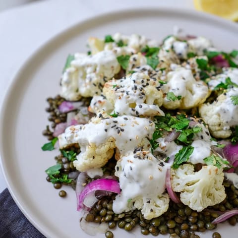 Roasted Cauliflower With Lemon Lentil