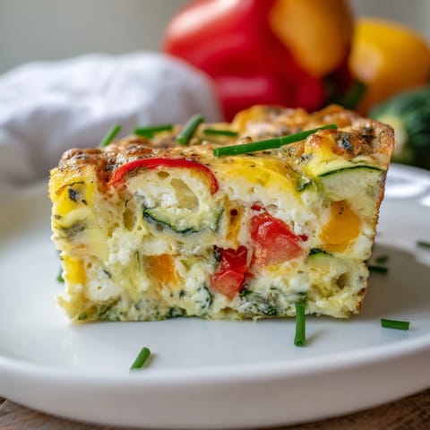 Freshly baked High-Protein Sheet Pan Eggs With Cottage Cheese and Veggies, sliced into neat squares for meal prep.  