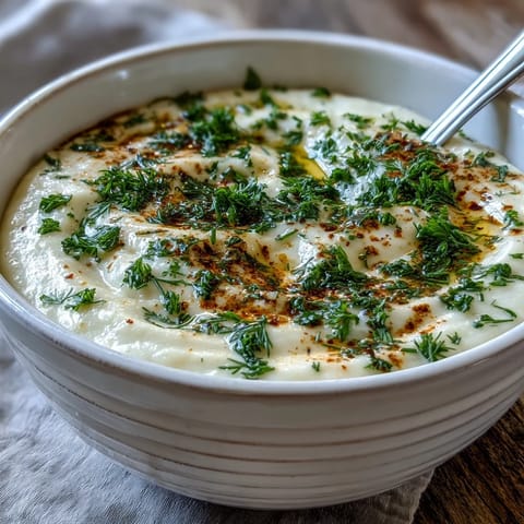 Vibrant golden Parsnip and Herb Soup in a white ceramic bowl, garnished with fresh herbs and a swirl of cream for an elegant finish.