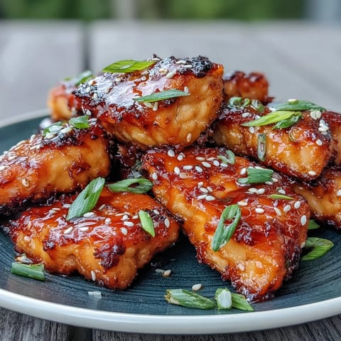 Golden-brown Bang Bang Salmon Bites with creamy pink sauce on a plate.