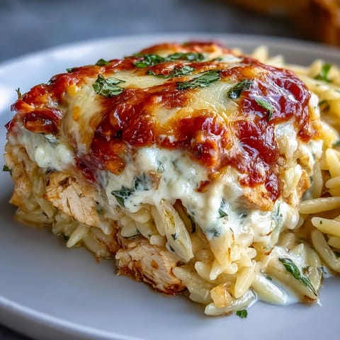 Creamy Chicken Lasagna Orzo