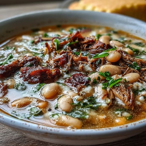 Ham Hock Bean Soup Cornbread