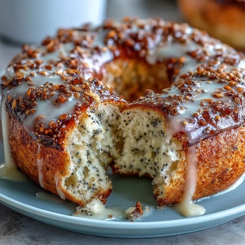 2. Bright, fluffy lemon poppy seed bagels drizzled with tangy lemon glaze, offering a nutritious twist on a classic favorite.  
