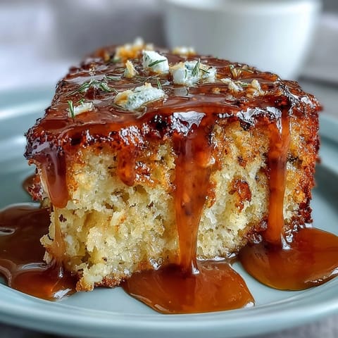 Soft and fragrant cake infused with floral dandelion honey, topped with zesty lemon glaze for a delightful treat.