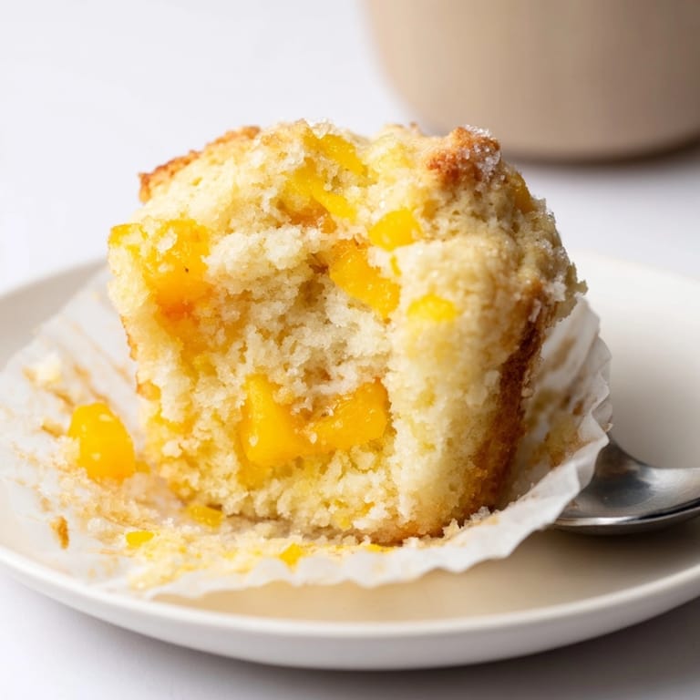 Freshly baked Mango Lemon Ricotta Muffins, bursting with juicy mango and bright citrus notes.