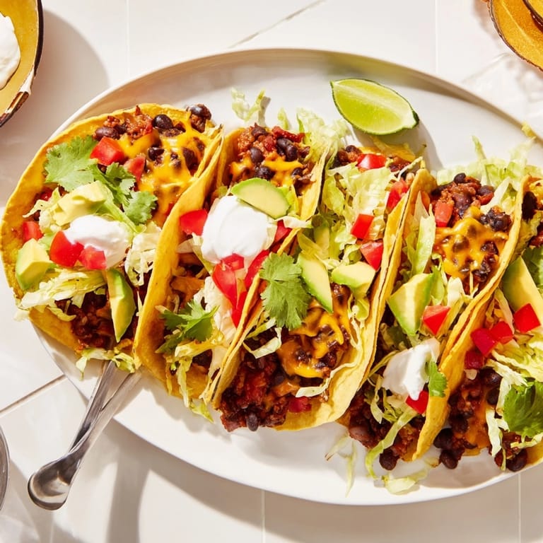 Savory Cheesy Cajun Black Bean Tacos recipe: warm tortillas filled with Tex-Mex flavor.