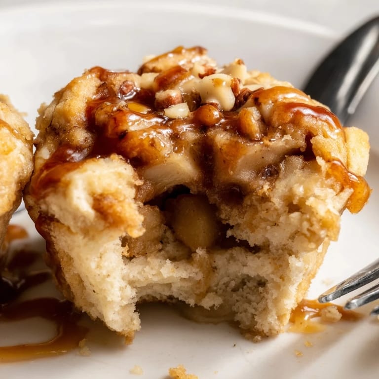 Golden-brown Maple Ginger Caramel Apple Pancake Muffins, perfect for a cozy breakfast treat.