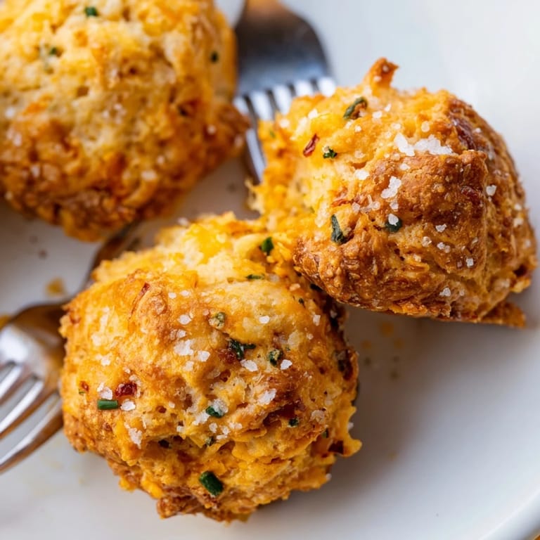 Golden brown Cheesy Pretzel Chili Garlic Biscuit Muffin Balls, perfect for snack time.  