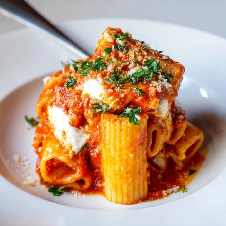 Slice of golden honeycomb pasta cake, bursting with gooey cheese and savory flavors.