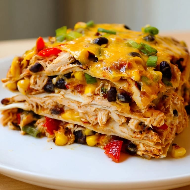 A close-up view of a baked Taco Bell Copycat Chicken Bake with melted cheese and savory chicken.
