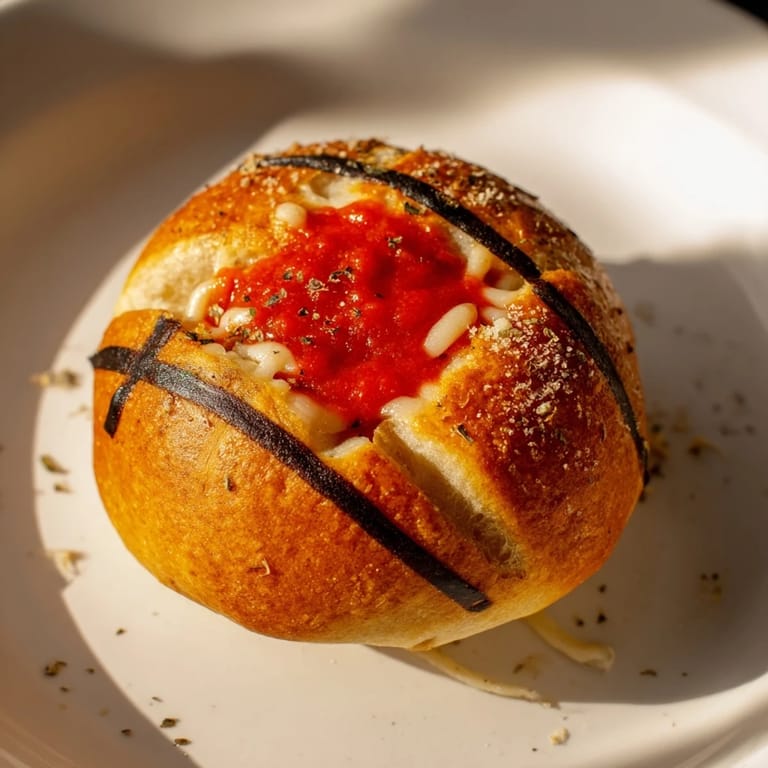 Freshly baked Slam Dunk Basketball Pizza Bites, with melted cheese and pepperoni, awaiting a hungry crowd.