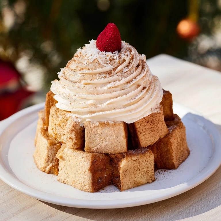 Sweet, creamy Santa Hat Bread Pudding Bites look delicious with a fluffy whipped cream topping and red berries.
