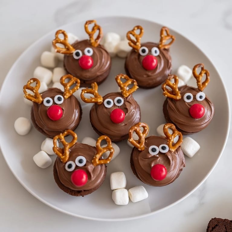 Get ready for fun: adorable chocolate reindeer pudding cups with pretzels and candy features.