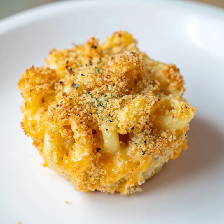 Bite-sized Tini's Mac and Cheese in a muffin tin, topped with crispy breadcrumbs and melted cheese.