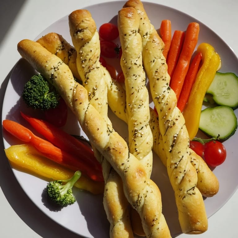Vibrant Dinosaur Bone Prehistoric Crudités appetizer—crunchy vegetables and golden, edible "bones" for fun eating.