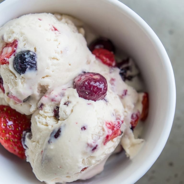 Homemade cottage cheese ice cream, a delicious, protein-packed dessert served in a bowl.