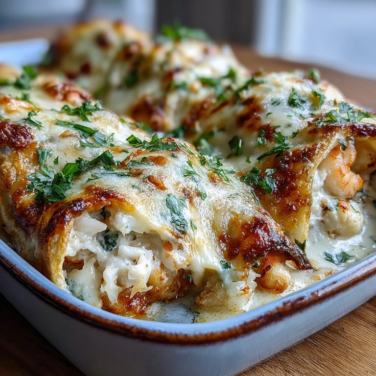 The golden tops and rich sauce make a comforting, pescatarian-friendly dish for gatherings.