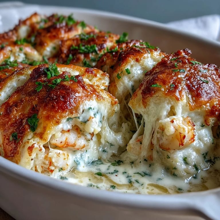 Fresh parsley garnish highlights the decadent appetizer, ready to serve hot from the oven.