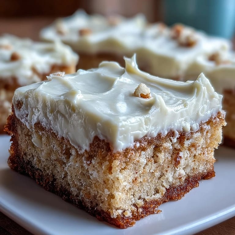 Freshly baked Almond Flour Sugar Cookie Bars topped with a thick swirl of vanilla cream cheese frosting.